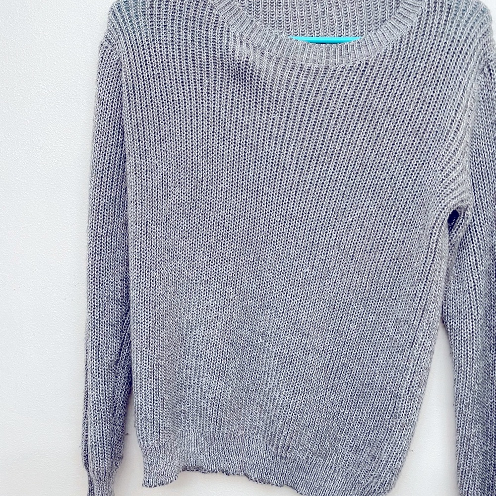 shein women’s size small knit crewneck with felt hearts at the elbow.
